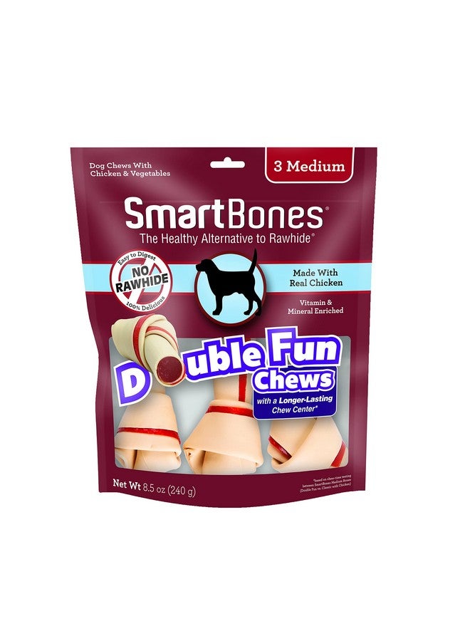SmartBones DoubleTime Chews 3 Count, Medium, Rawhide-Free Chews For Dogs With Long-Lasting Chew Center - Image 1