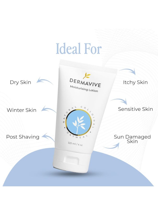 ديرما فايف لوشن ديرمافيف (Dermavive) المرطب بدقيق الشوفان للبشرة الجافة والحساسة، 120 مل | لوشن يحتوي على دقيق الشوفان الغروي وخالٍ من العطور؛ يعمل على ترطيب البشرة الجافة والحساسة في الوجه والجسم، ويتميز بتركيبة سريعة الامتصاص. - Image 3