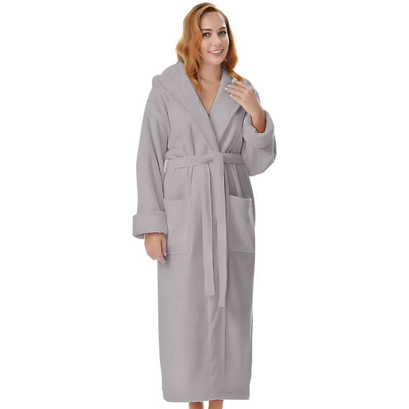 KAHAF COLLECTION Cotton Terry Robes for Women and Men, Terry Shawl Collar Bathrobe, ONE SIZE - UNISEX Men & Women Spa Robe (Cotton, Light Grey) - Image 1