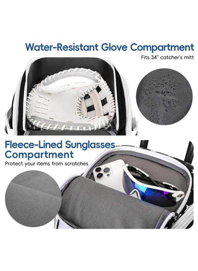 KAVIGOR Catchers Gear Bag with Wheels, 90L Rolling Baseball/Softball Bag Holds 2 Sets of Gear with Glove Compartment, Helmet Holder & Shoe Compartment - Image 2