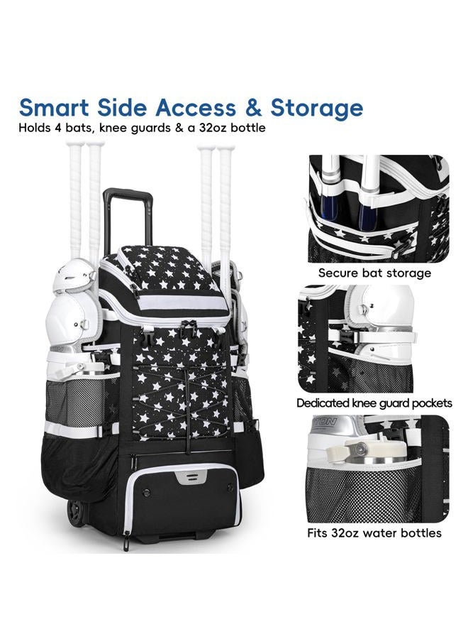 KAVIGOR Catchers Gear Bag with Wheels, 90L Rolling Baseball/Softball Bag Holds 2 Sets of Gear with Glove Compartment, Helmet Holder & Shoe Compartment - Image 5