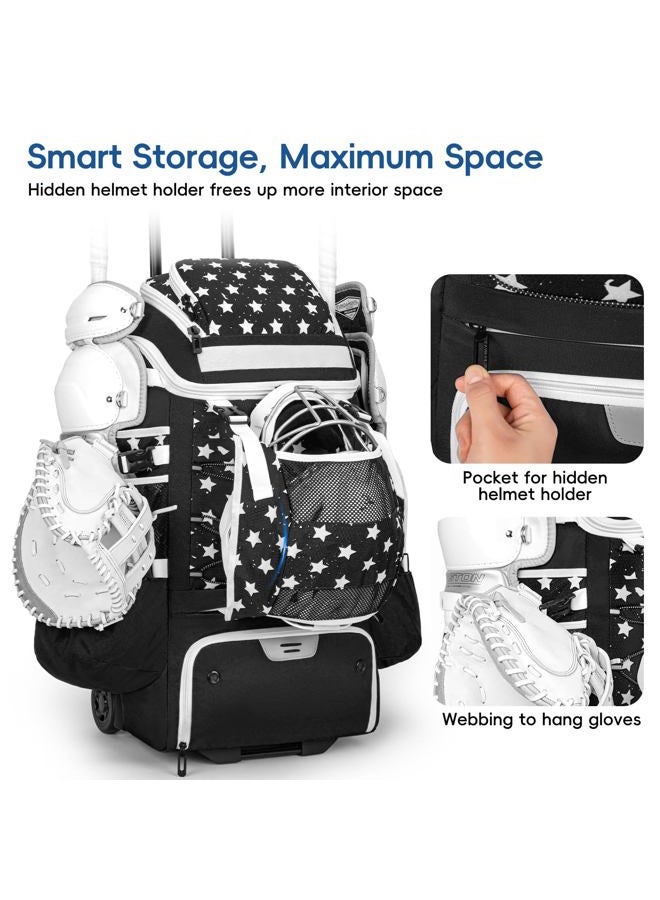 KAVIGOR Catchers Gear Bag with Wheels, 90L Rolling Baseball/Softball Bag Holds 2 Sets of Gear with Glove Compartment, Helmet Holder & Shoe Compartment - Image 4
