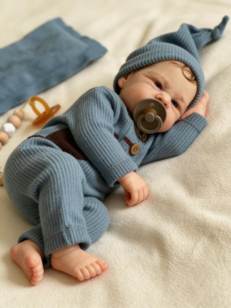 Anano Silicone Full Body Reborn Baby Dolls - 17 Inch Realistic Silicona Newborn Baby Doll, Real Life Silicone Full Body Babys Boys, Anatomically Correct Babies with Accessories, Set for Kids - Image 1