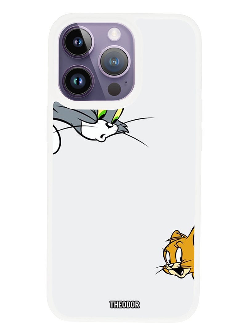 Theodor Protective Case Anti Scratch Shock Proof Cover For APPLE IPHONE 14 PRO Tom Jerry (White Bumper) - Image 1