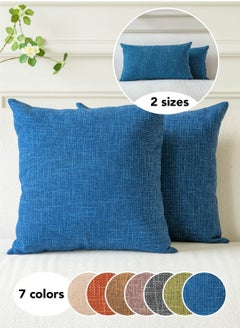 a moment Set of 2 Nayy Blue Linen Cushion Cover Decorative Throw Pillow Covers Farmhouse Pillow Covers with Cross for Couch Sofa Bed Living Room Home Decor  - Image 1