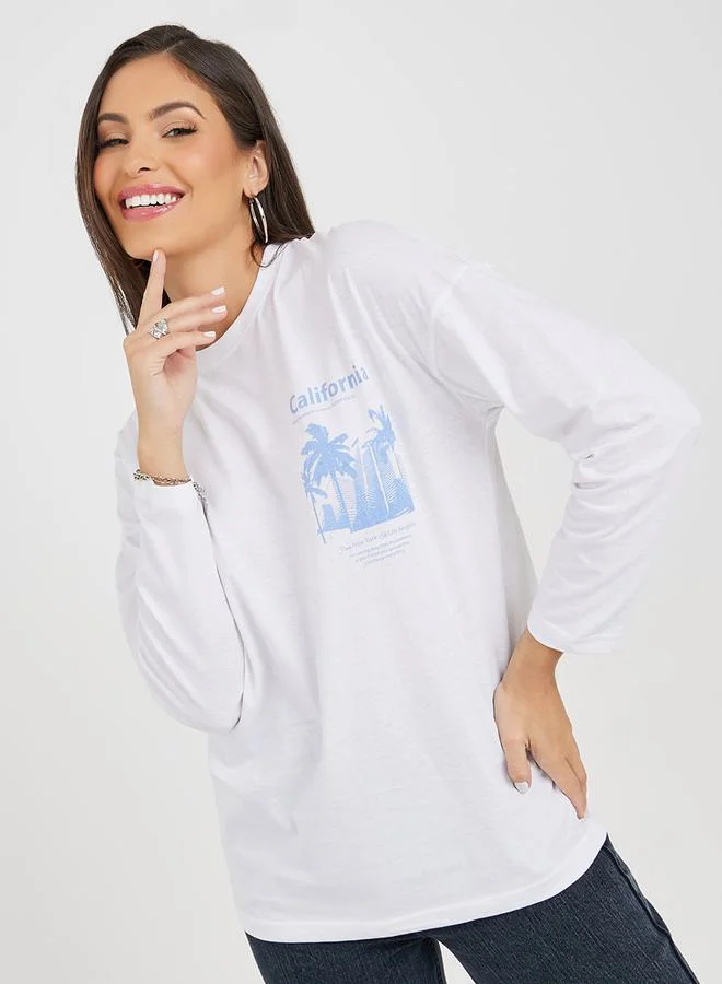 Styli Oversized California Graphic Drop Shoulder T-Shirt