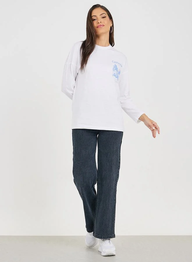 Styli Oversized California Graphic Drop Shoulder T-Shirt