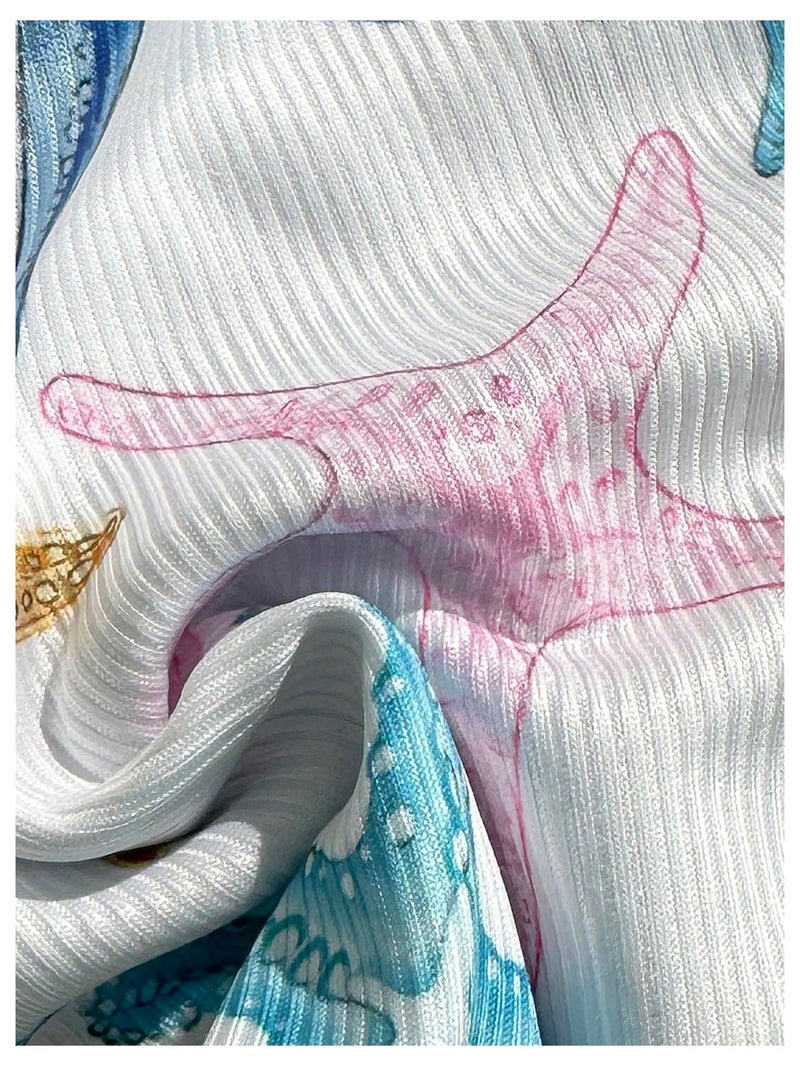 MakeMeChic Women's Polka Dots Triangle Thong Bikini Sets Floral Cute Bathing Suit Swimsuits Star White Blue Small - Image 4