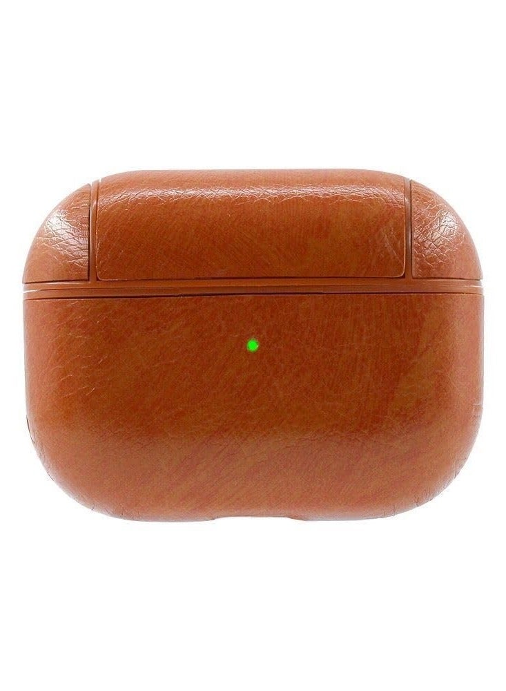 AirPods 4th Generation Case Leather Case, Compatible with AirPods 4 Gen (2024) (USB-C), Compatible with MagSafe, Drop Protection Cover with Lanyard, Orbit Hybrid Case, Brown - Image 1