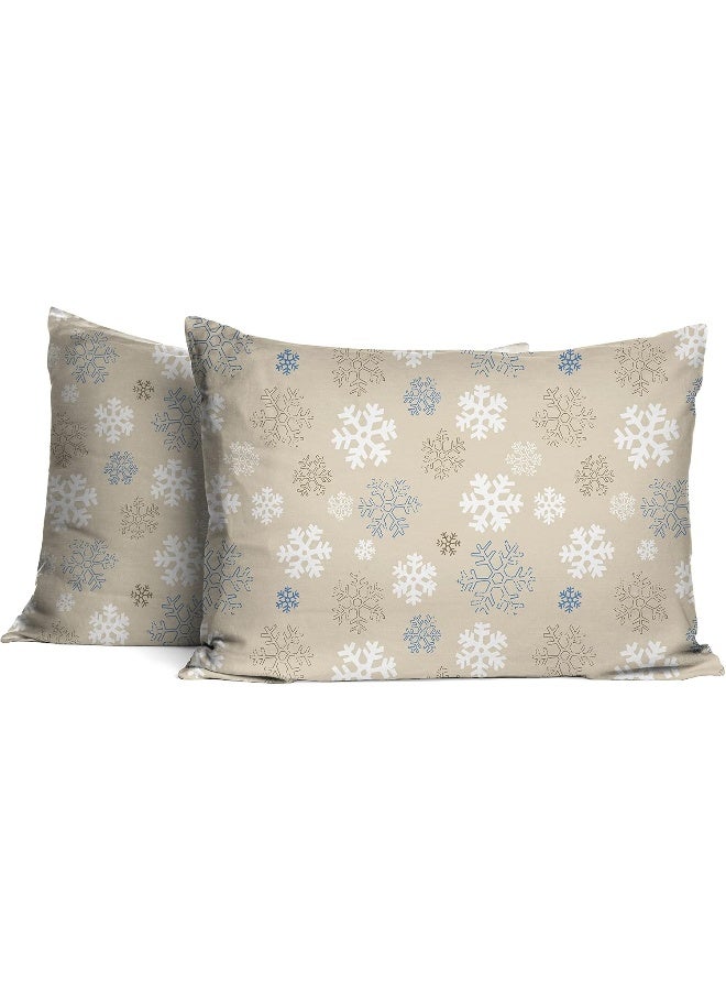Pointehaven Flannel 170 GSM Sheet Set, Full Snow Flakes Oatmeal - Image 4
