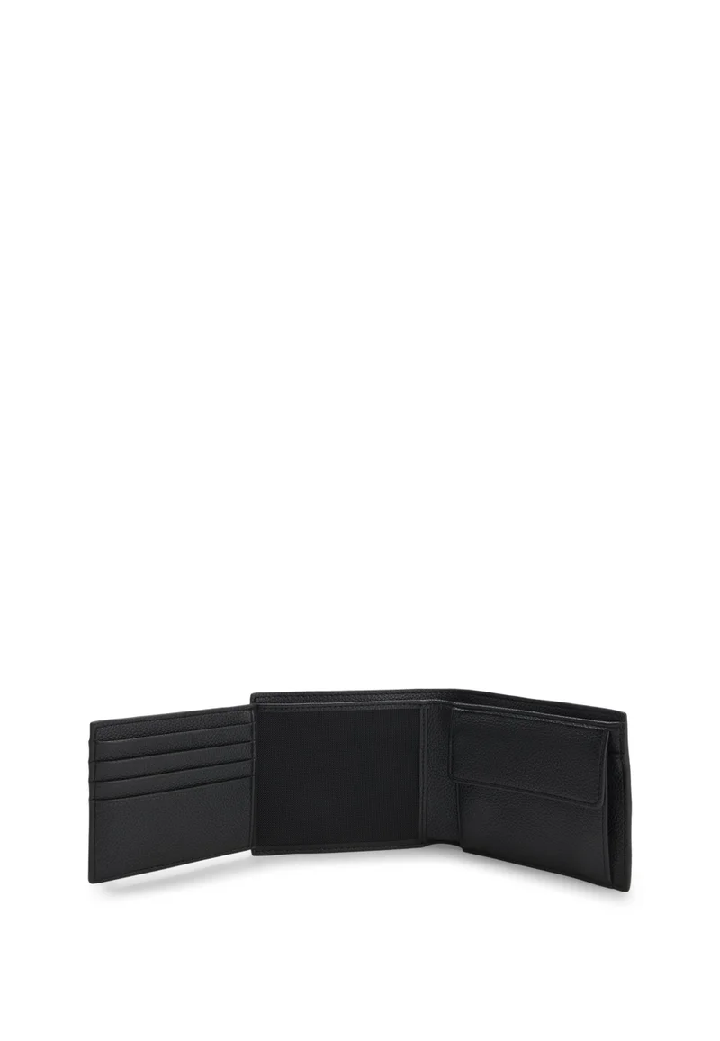 BOSS Black Grained faux-leather trifold wallet with signature-stripe trim for Men | Best Price UAE