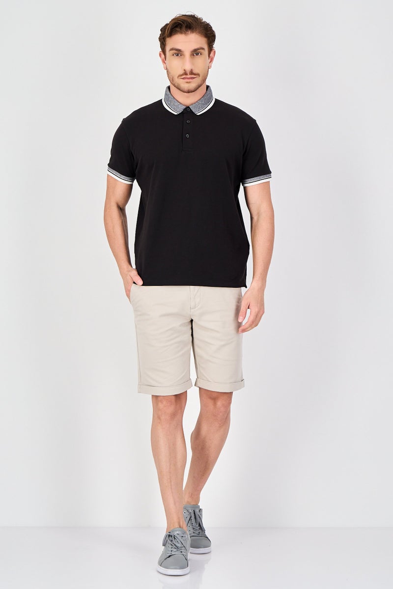 Celio Men Regular Fit Solid Short Sleeve Polo Shirts, Black - Image 4