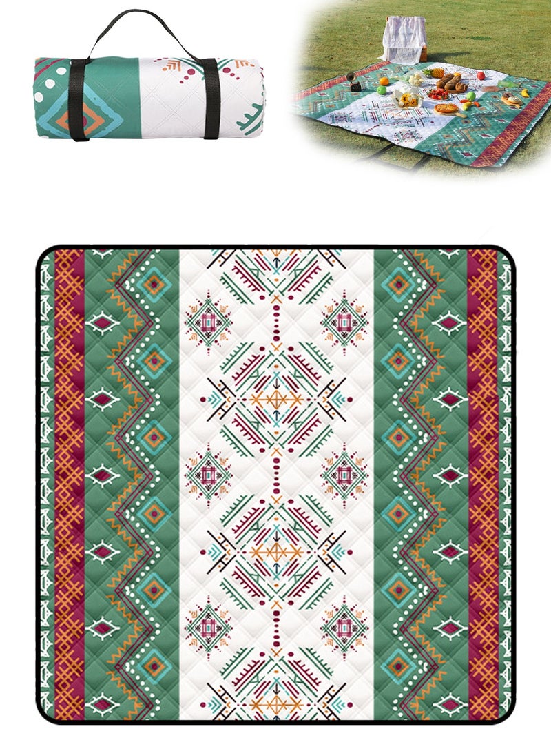 200*200cm Camping Blanket, Picnic Blanket for 6-8 People, Extra Large Picnic Mat, Portable Camping Mat, Foldable Waterproof Beach Mat with Carry Strap For Camping, Beach, Grass, Indoors - Image 1