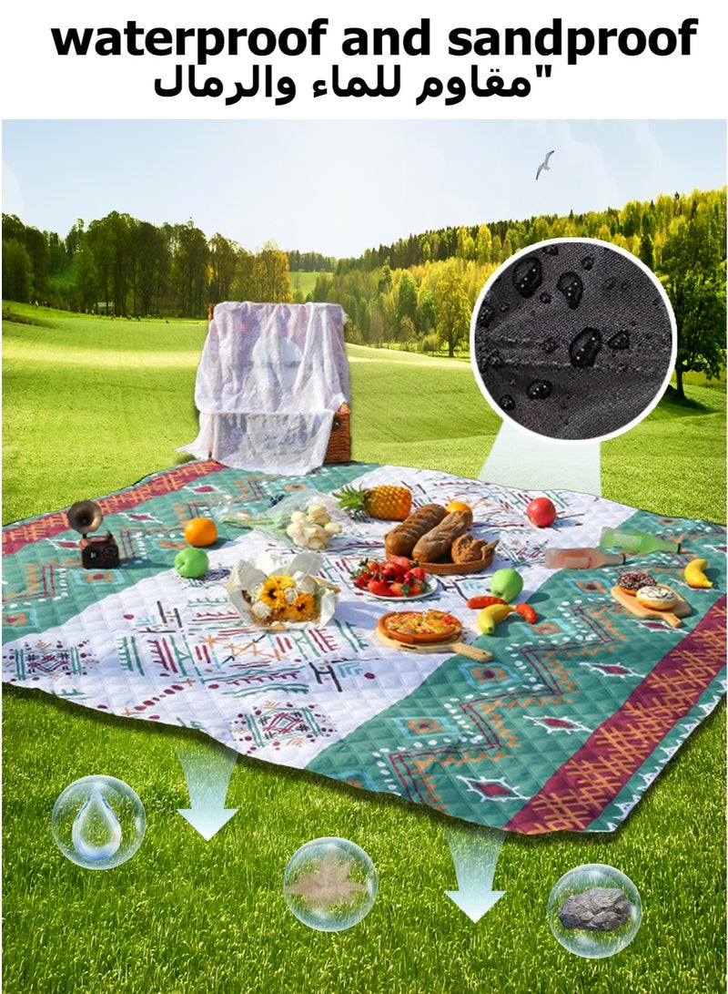 200*200cm Camping Blanket, Picnic Blanket for 6-8 People, Extra Large Picnic Mat, Portable Camping Mat, Foldable Waterproof Beach Mat with Carry Strap For Camping, Beach, Grass, Indoors - Image 4