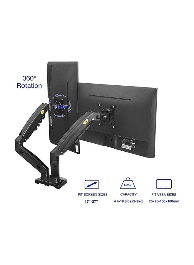 NB North Bayou Dual Monitor Desk Mount Stand Full Motion Swivel Computer Monitor Arm for Two Screens 17-27 Inch with 4.4~19.8lbs Load Capacity for Each Display F160 Black - Image 2
