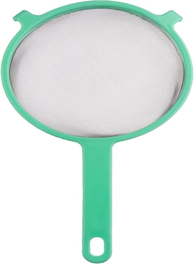 12cm Round Stainless Steel Strainer With Soft Mesh And Plastic Handle - Multi Color Kitchen Sieve For Flour, Juice, Tea