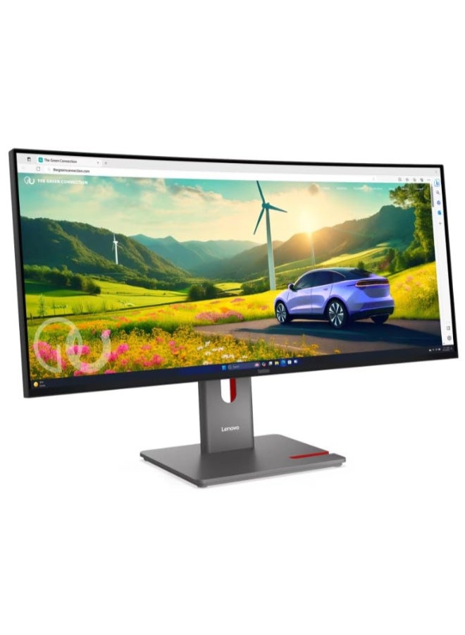 Lenovo ThinkVision P34wd-40 Curved Computer Monitor 34-inch 2k WQHD 3440x1440, IPS Panel Technology, 1.07 Billion Color Support, KVM Switch, Ethernet (RJ-45) port, USB-C 3.1 support Power delivery up to 140W, 3-Way Adjustable Stand - Black Black - Image 3