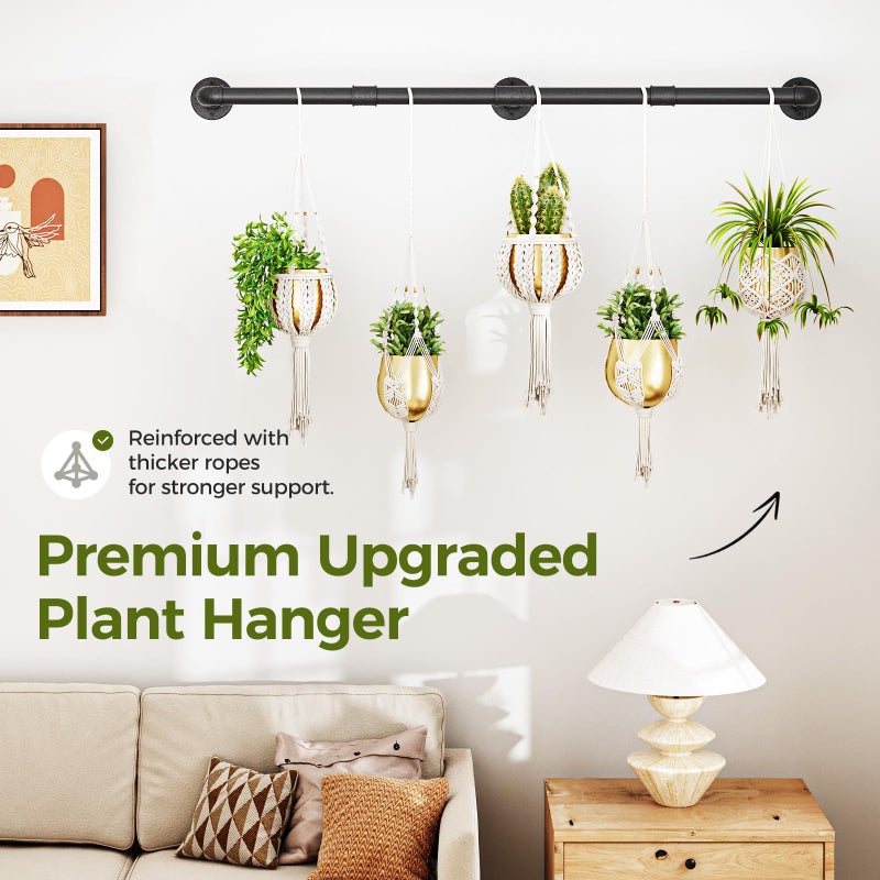 Bamworld Window Plant Hanger Indoor 63in Hanging Planters for Indoor Plants Hanging Plants Holder Hanging Rod Window Plant Shelves Wall Planters Pot/Chain/Plant Not Included(Black) - Image 3