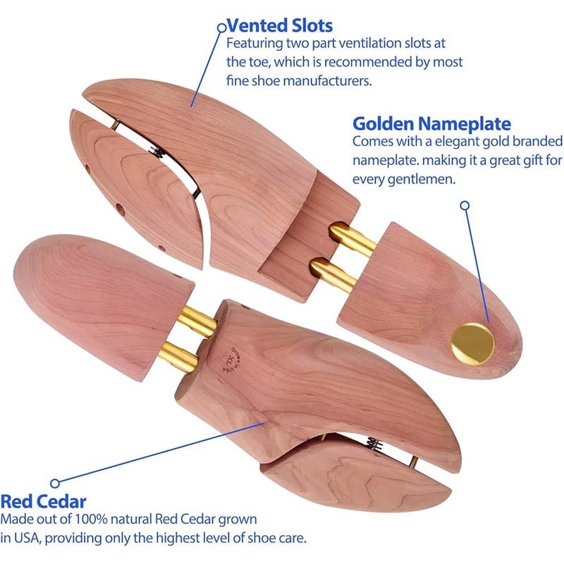 Cedar Shoe Tree for Men Women Red Cedar Wooden Shoe Trees with Twin Tubes - Image 3
