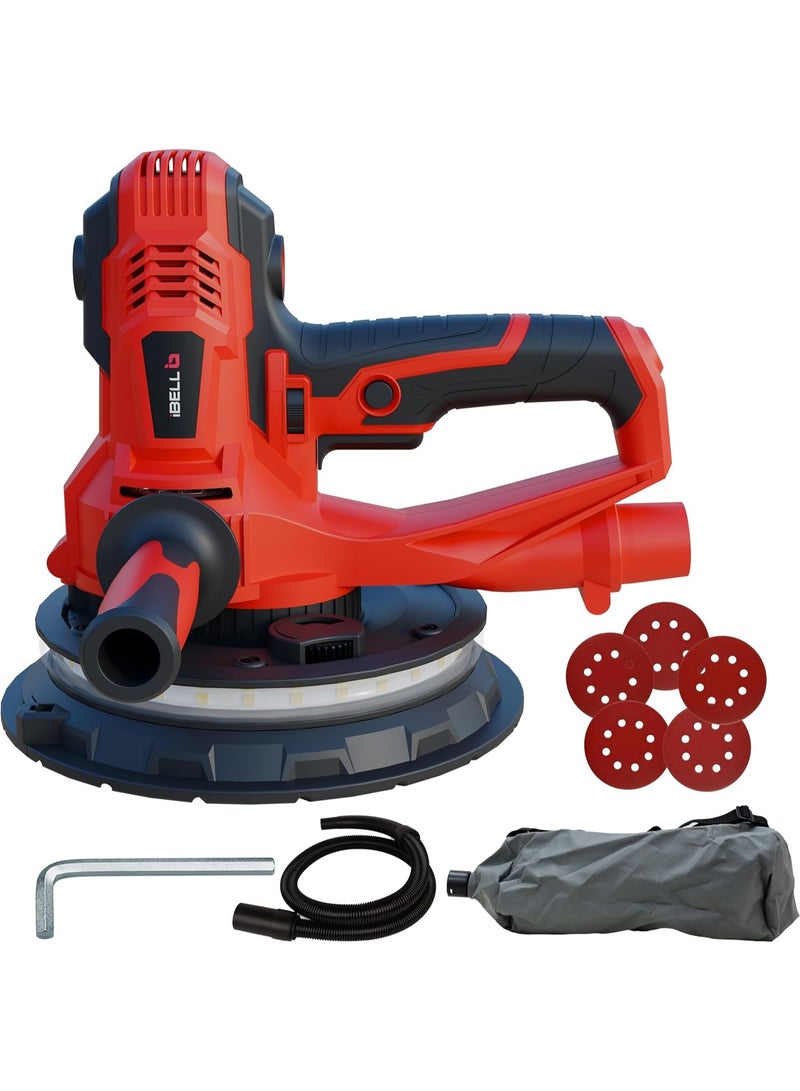 iBELL Dry Wall Sander, 180MM, 800W, 1200-2300rpm with Vacuum and LED Light - Image 1