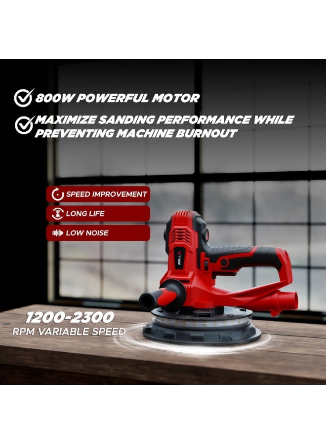 iBELL Dry Wall Sander, 180MM, 800W, 1200-2300rpm with Vacuum and LED Light - Image 2