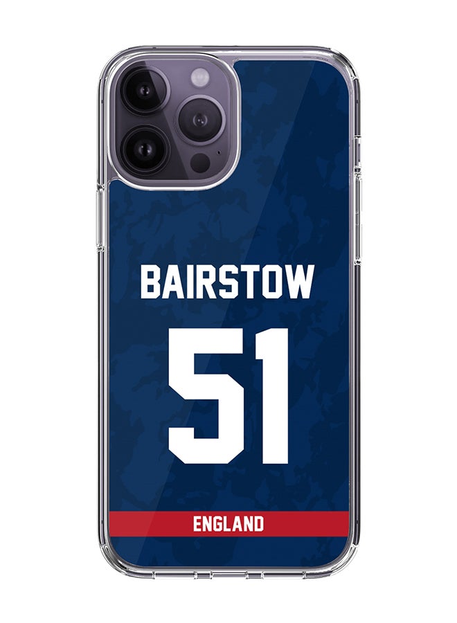 Classic Clear Case for iPhone 14 Pro Max , Hybrid Soft Case Transparent Cover - Player Name - Jonny Bairstow, Jersey Number- 51