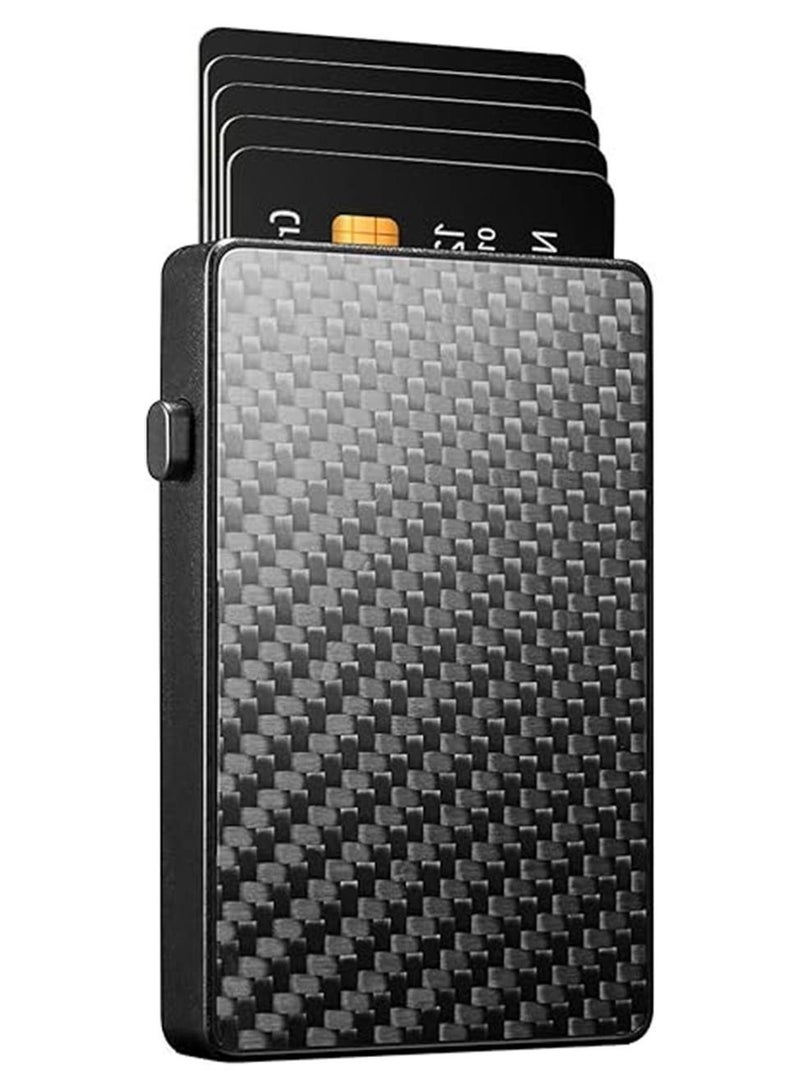 SYOSI Card Holder Wallet,Minimalist Pop up Wallet for Men RFID Blocking Slim Business Credit Card Wallet with Money Pocket Aluminum Metal Bank Card Case Black Design for Airtag Cash Coins & Credit Cards - Image 1