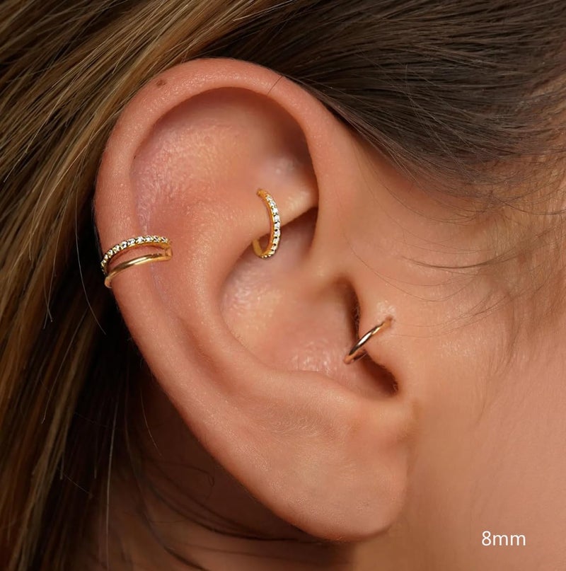 NONTAI 18G Titanium Double Hoop Earring Nose Ring Helix Piercing Jewelry Gold Tragus Earring Cartilage Piercing Rook Hoop Ear Stacks - Image 4