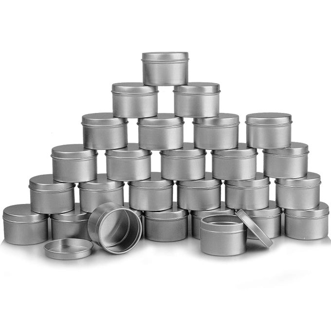 27PCS CANDLE TINS 2OZ METAL TINS ROUND EMPYT CANDLE CONTAINERS FOR CANDLE MAKING PARTY FAVORS SPICES GIFTS