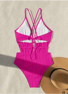 Shein SHEIN Swim Summer Beach Ladies Solid Color Simple Asymmetrical Shoulder One-Piece Swimsuit  - Image 2