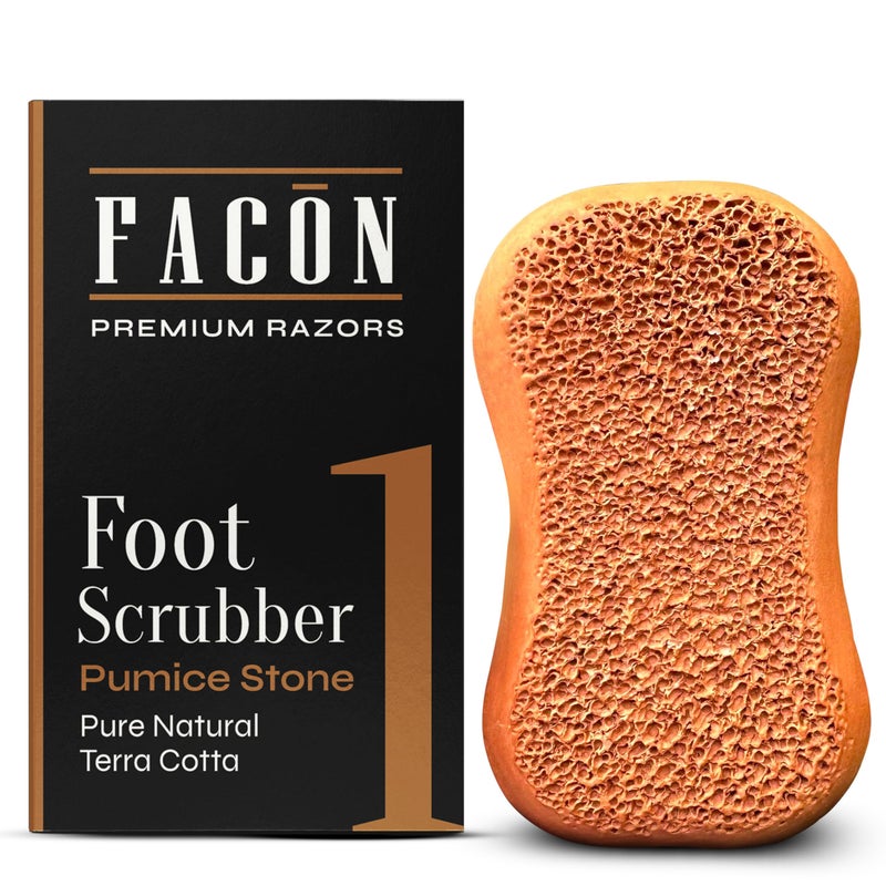 FACON FacÃ³n Pumice Stone for Feet Callus Remover - Terra-Cotta Foot Scrubber with 2 Sides, 100% Pure Natural Foot Pumice Stone, Pedicure Pumice Stone Scrubber, Foot Exfoliator, Removes Calluses & Dead Skin - Image 1