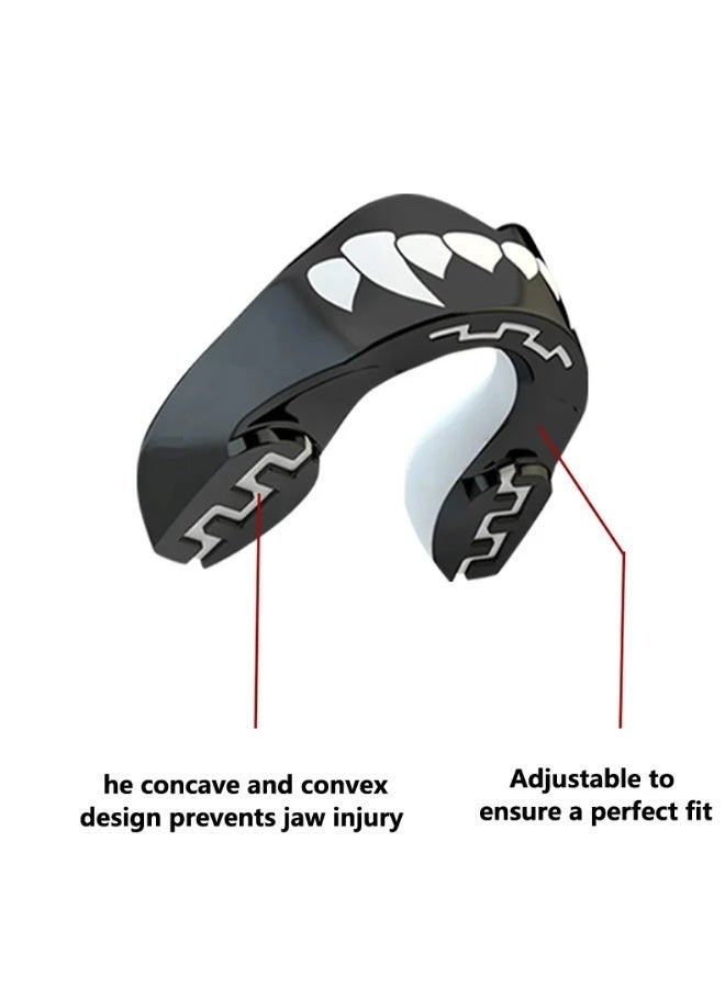 Chabeia Mouthguard Slim Fit, Adults and Junior Mouth Guard with Case for Boxing, Basketball, Lacrosse, Football, MMA, Martial Arts, Hockey and All Contact Sports (Adults 12+ Years, Black Fangs) - Image 4