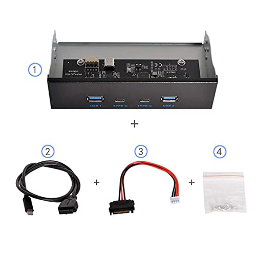 chenyang 5.25" Front Panel CD-ROM Bay USB 3.0 & USB-C HUB 4 Ports Motherboard Adapter - Image 3