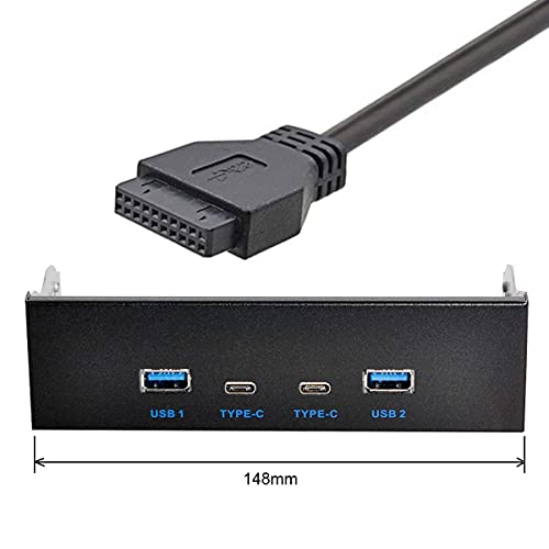 chenyang 5.25" Front Panel CD-ROM Bay USB 3.0 & USB-C HUB 4 Ports Motherboard Adapter - Image 2