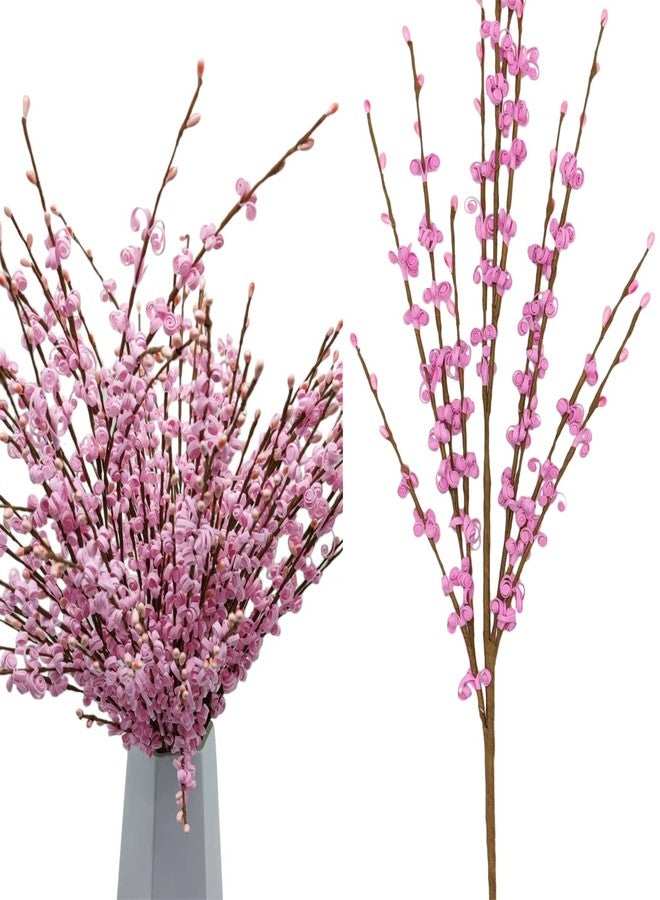 Wootkey 5 Pcs 29.9" Long Jasmine Artificial Pink Flowers Fake Jasmine Flower Valentines Day Bouquet Faux DIY Floral Art Plant Dry Branches for Home Office Wedding Party Vase Decoration (Macaron Pink) - Image 1
