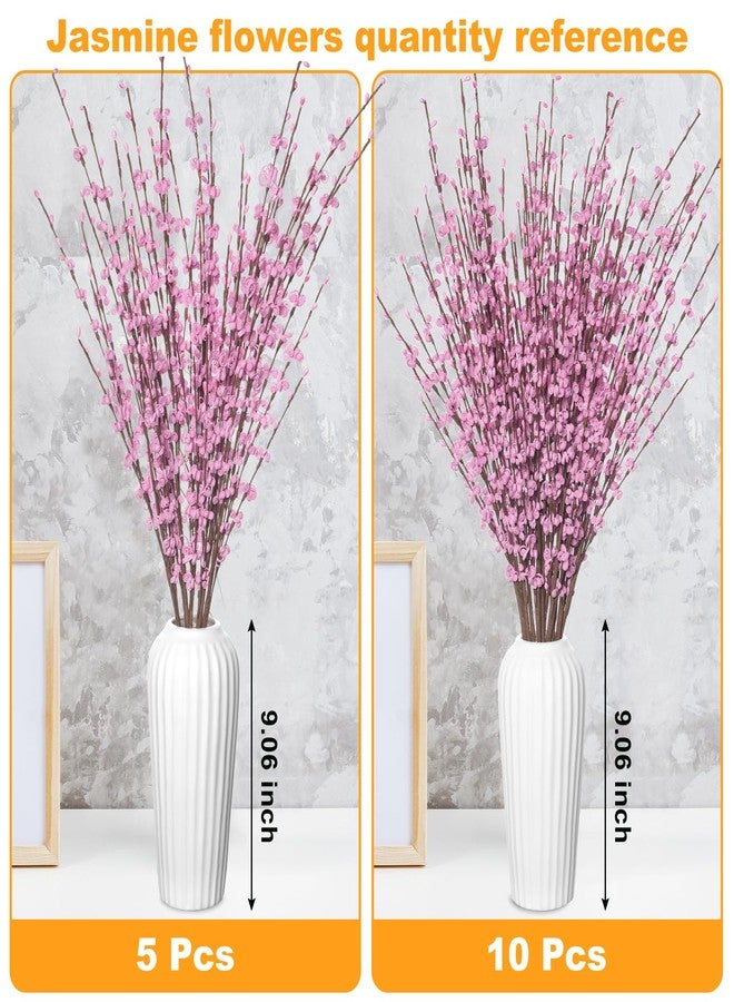 Wootkey 5 Pcs 29.9" Long Jasmine Artificial Pink Flowers Fake Jasmine Flower Valentines Day Bouquet Faux DIY Floral Art Plant Dry Branches for Home Office Wedding Party Vase Decoration (Macaron Pink) - Image 3