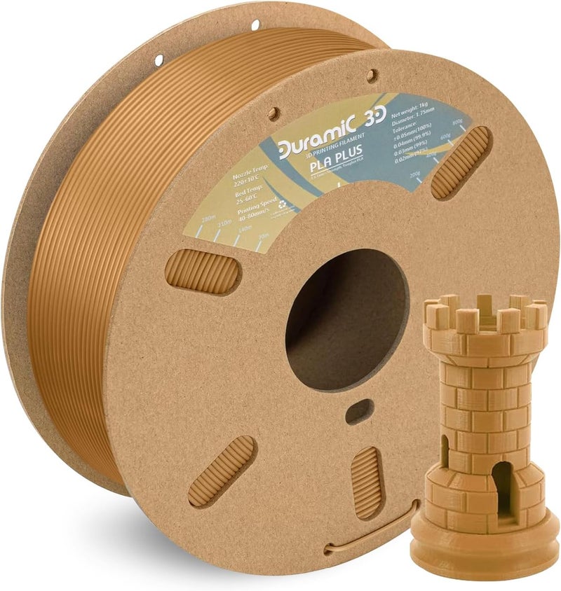 DURAMIC 3D PLA+ Filament 1.75mm 1Kg Light Brown, PLA Plus Filament 1Kg Spool(2.2lbs) Tougher and Stronger, Dimensional Accuracy Probability +/- 0.02mm - Image 1