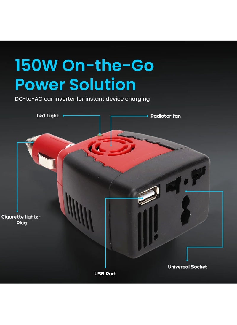 DLC Car Inverter Adapter 150W with USB 5V Charging Port Power Inverter DC 12V to AC 220V  - Image 2