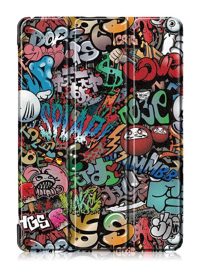 Lenovo Tab E10 Tbx104F Smart Cover Case Pu Leather Stand Graffiti Multicolour