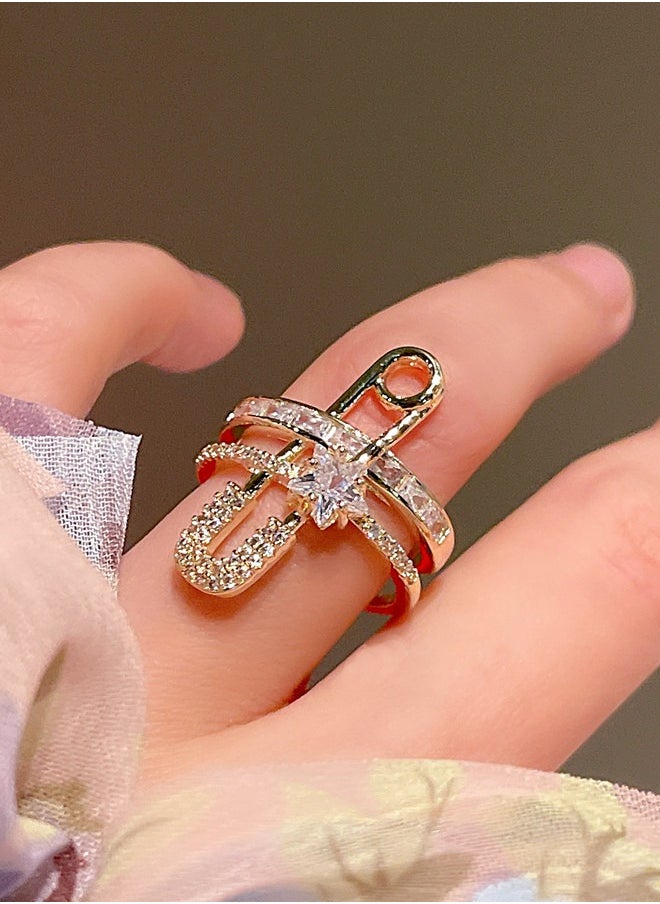Al Aoyama Rings for Women Grils Gold colour Adjustable Stainless Steel Ring Trend Luxury Wedding Couple Jewelry  - Image 2