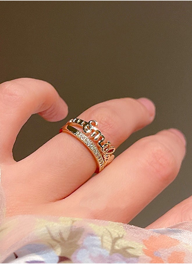 Al Aoyama Rings for Women Grils Gold colour Adjustable Stainless Steel Ring Trend Luxury Wedding Couple Jewelry  - Image 3