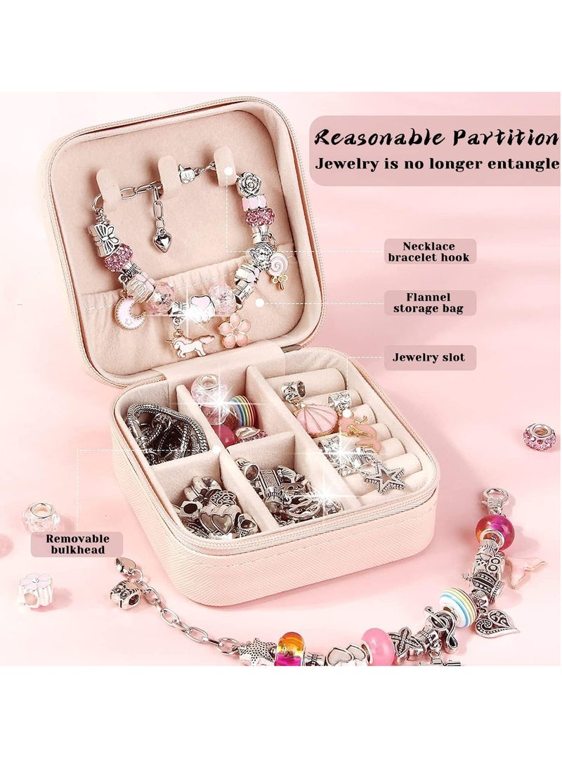 VUCATIN Bracelet Making Kit for Girls 66pc Charm Bracelets Kit with Jewelry Box Jewelry Charms Bracelets for DIY Craft Present For 8+ Year Old Girl (Pink 66PCS)  - Image 3