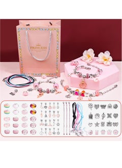 VUCATIN Bracelet Making Kit for Girls 66pc Charm Bracelets Kit with Jewelry Box Jewelry Charms Bracelets for DIY Craft Present For 8+ Year Old Girl (Pink 66PCS)  - Image 1