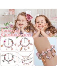 VUCATIN Bracelet Making Kit for Girls 66pc Charm Bracelets Kit with Jewelry Box Jewelry Charms Bracelets for DIY Craft Present For 8+ Year Old Girl (Pink 66PCS)  - Image 2