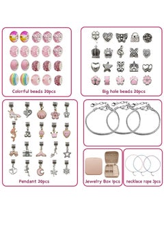 VUCATIN Bracelet Making Kit for Girls 66pc Charm Bracelets Kit with Jewelry Box Jewelry Charms Bracelets for DIY Craft Present For 8+ Year Old Girl (Pink 66PCS)  - Image 4