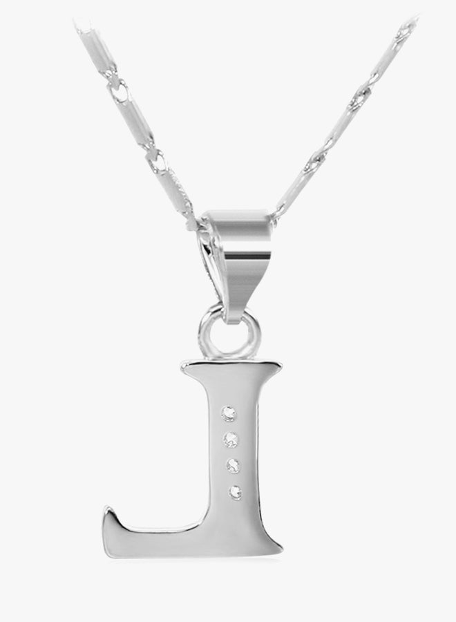 Alloy Rhinestone Studded Letter L Pendant Necklace - Image 2