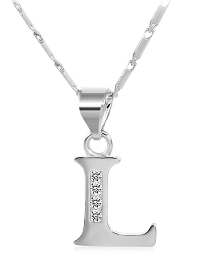 Alloy Rhinestone Studded Letter L Pendant Necklace - Image 1