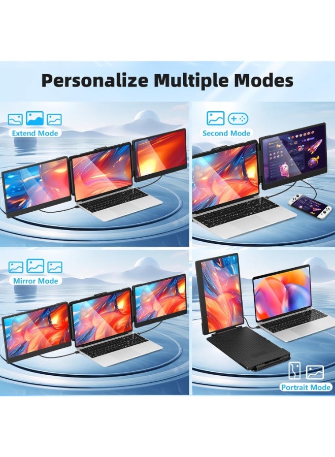 14" Portable Laptop Monitor with Full HD IPS Display, Triple Screen Extender for 13–17" Laptops, Compatible with Windows, macOS, Chrome  - Image 4