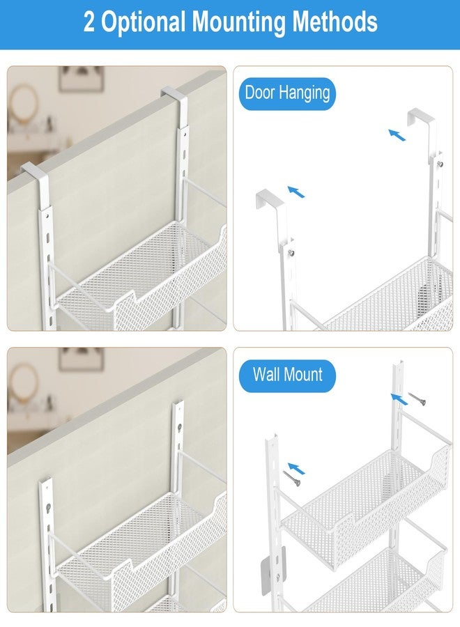 VyGrow 12.3" W Narrow Over the Door Pantry Organizer, 8-Tier Over the Door Organizer with Adjustable Basket, Pantry Door Organization for Pantry Kitchen Storage Room Spice Rack, White - Image 4