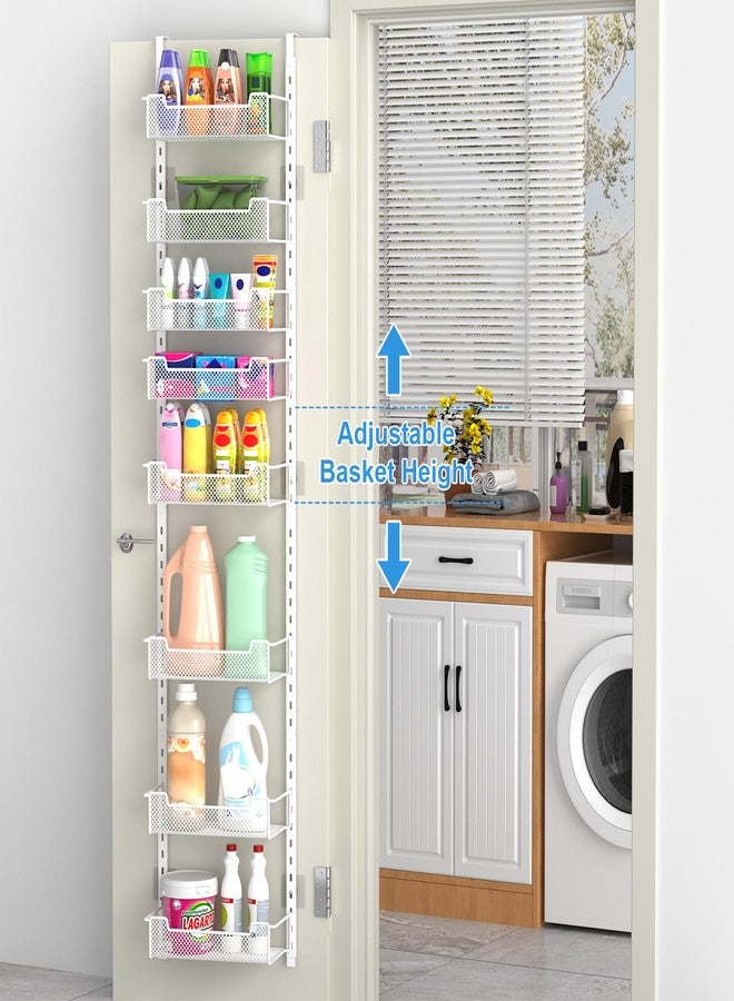 VyGrow 12.3" W Narrow Over the Door Pantry Organizer, 8-Tier Over the Door Organizer with Adjustable Basket, Pantry Door Organization for Pantry Kitchen Storage Room Spice Rack, White - Image 2